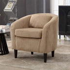 Fauteuil simple en velours côtelé, style Mid-Century, 1 place – Bleu marine / Noir / Camel / Beige / Gris foncé / Émeraude