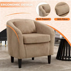 Fauteuil simple en velours côtelé, style Mid-Century, 1 place – Bleu marine / Noir / Camel / Beige / Gris foncé / Émeraude