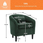 Fauteuil simple en velours côtelé, style Mid-Century, 1 place – Bleu marine / Noir / Camel / Beige / Gris foncé / Émeraude