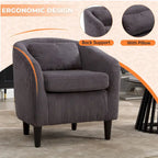 Fauteuil simple en velours côtelé, style Mid-Century, 1 place – Bleu marine / Noir / Camel / Beige / Gris foncé / Émeraude
